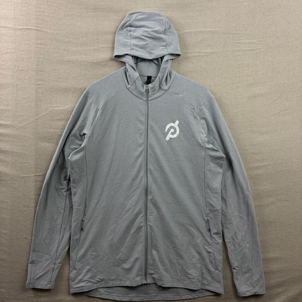 Lululemon Peloton Full Zip Hoodie Mens XL Grey Heathered‎ Activewear Thumbholes